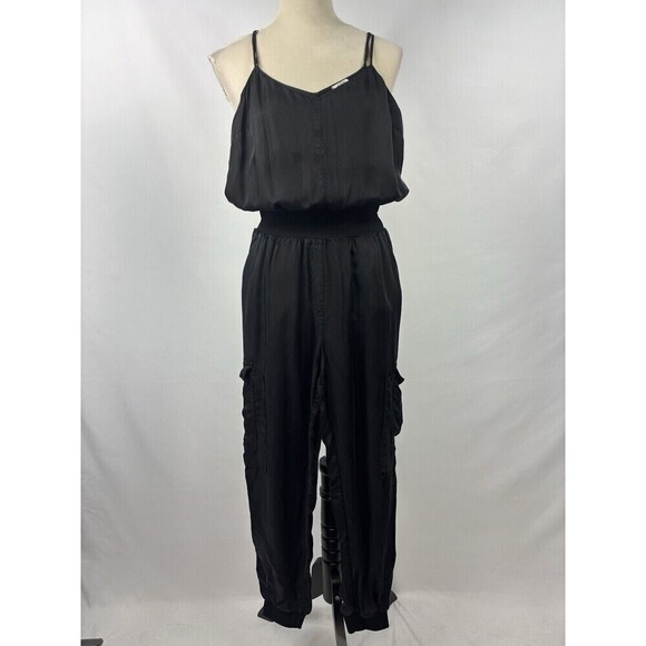 5 a 7 Cinq a Sept Anthropologie Amia Jumpsuit Black XS Spaghetti Straps Pockets - Picture 15 of 16